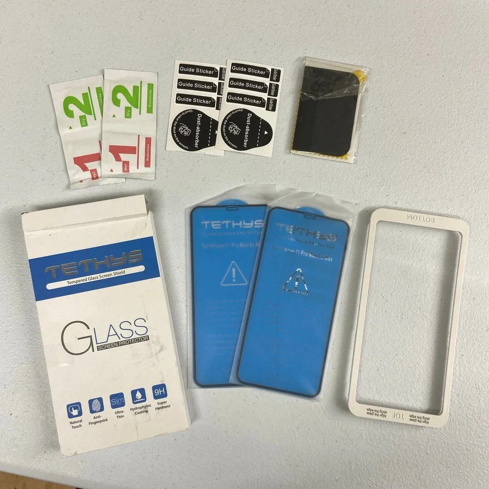 TETHYS tempered glass screen shield protector iPhone 11 Pro Max/XS Max phone set